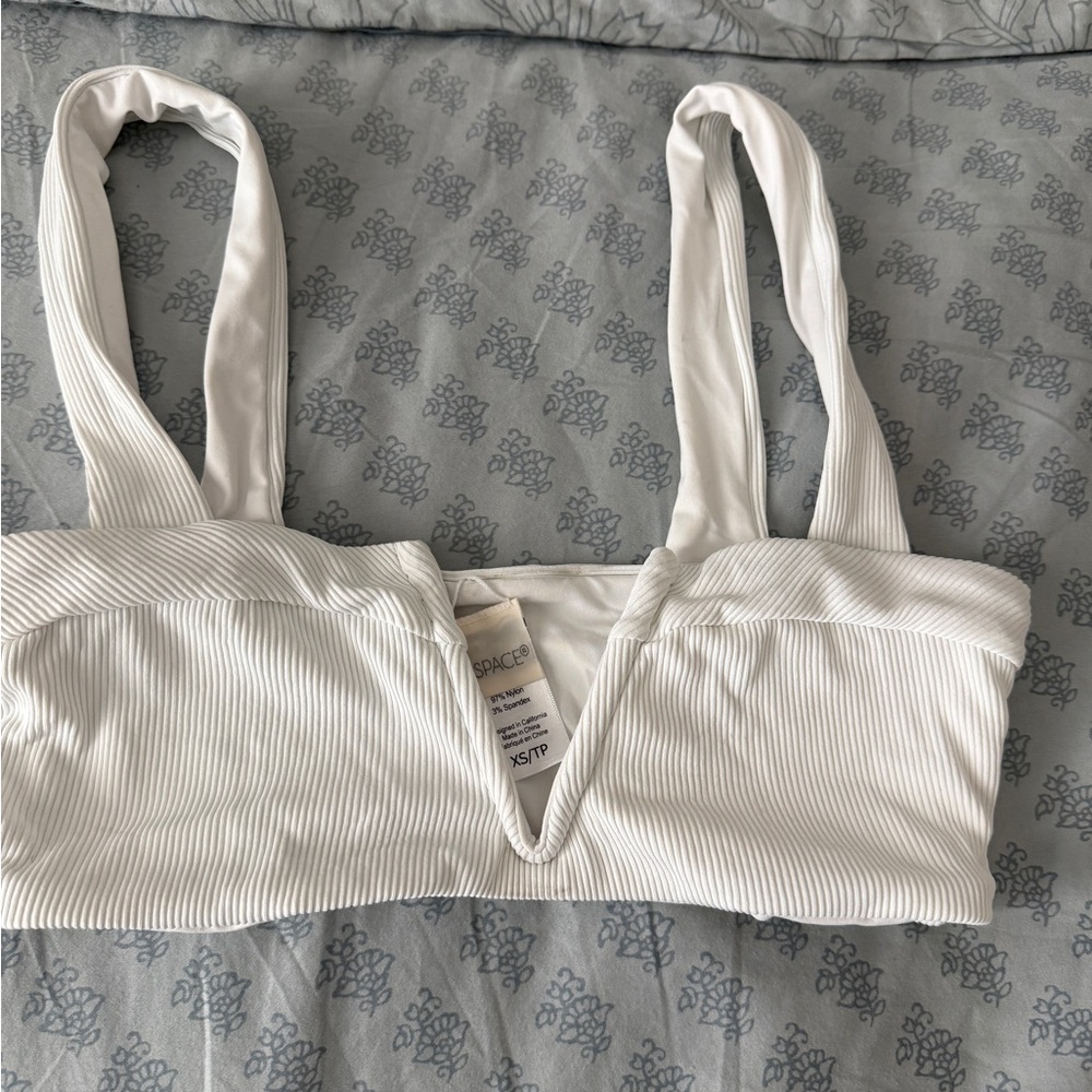 L*Space White Ribbed Bikini top